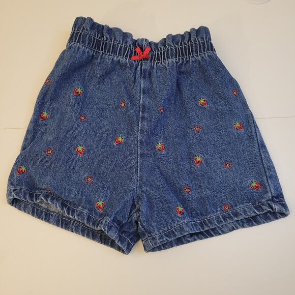 Lot of 3 Toddler Girls 4T Denim Shorts Sonoma Santa Fe Embroidered Vintage Cute! - Picture 2 of 16
